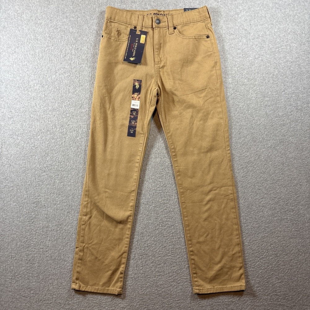 US Polo ASSN Boys Khaki Sz 10 Straight Leg Stretch Pants (2 Small Spots)